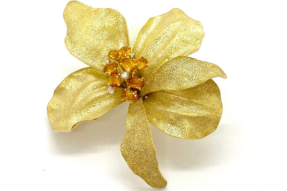 Yellow Sapphire K18イエローサファイヤ ダイヤモンドペントップ兼ブローチ (NO.127632)