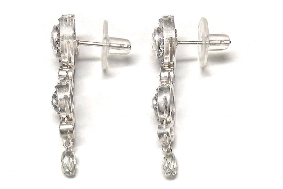 Diamond K14WGイエロー/カラーレス/ブラックダイヤモンドピアス(No.127784)