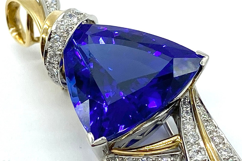 Tanzanite Pt900/K18タンザナイト ダイヤモンドペントップ兼ブローチ (NO.128064)