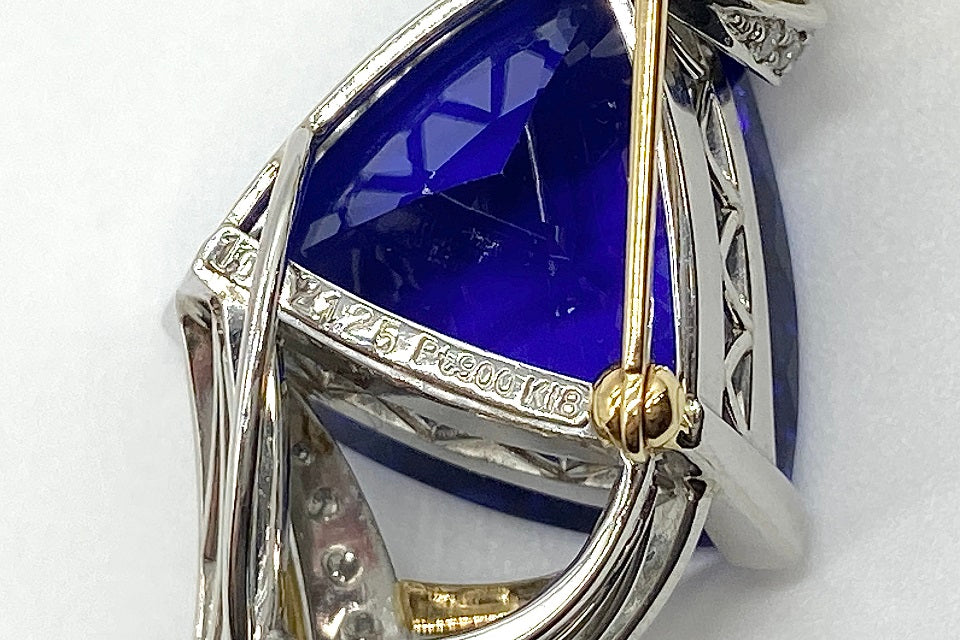 Tanzanite Pt900/K18タンザナイト ダイヤモンドペントップ兼ブローチ (NO.128064)