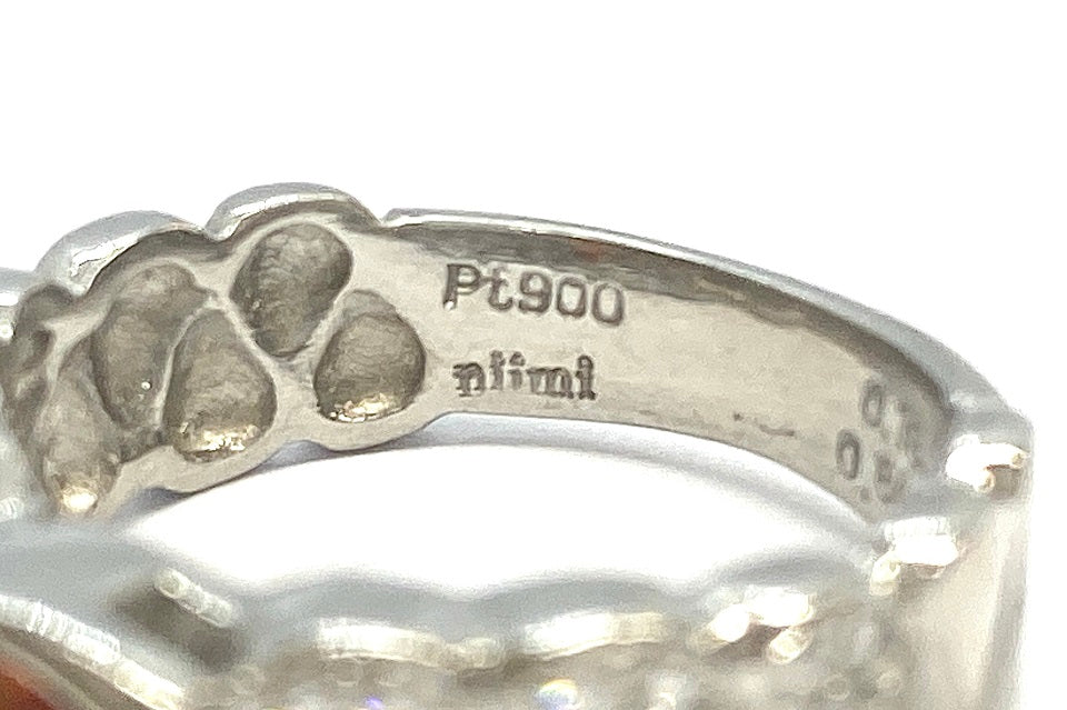 Spessartine Garnet Pt900スペッサタイトガーネット ダイヤモンドリング (NO.128145)