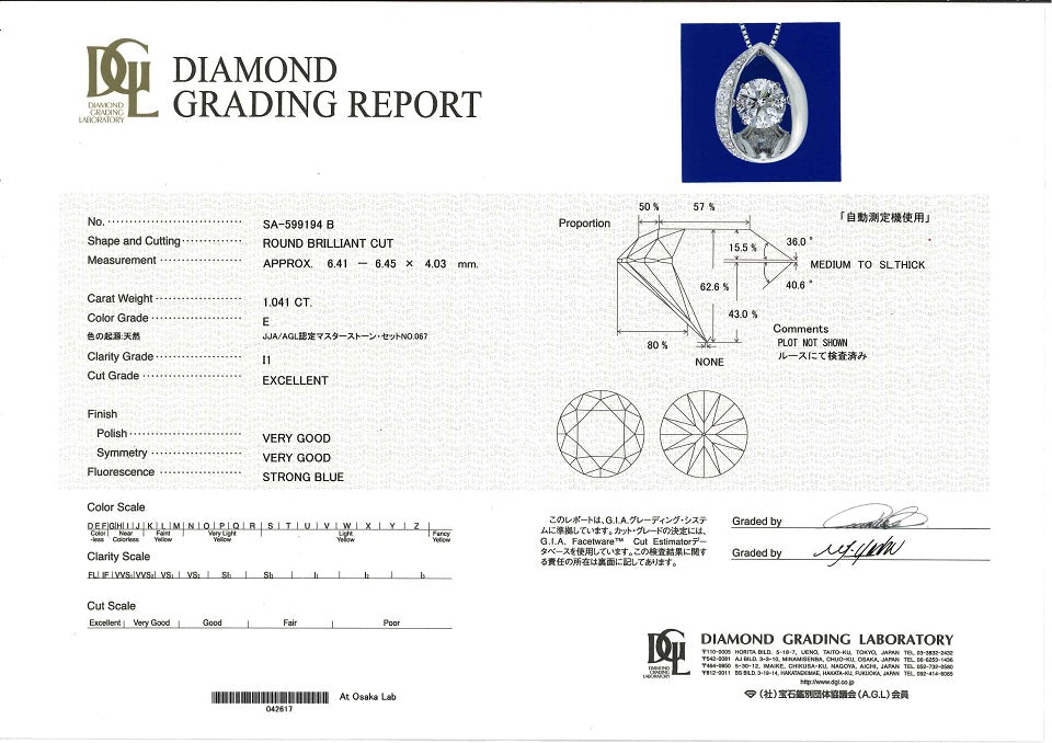 Diamond Pt900/850（N C）ダイヤモンドペンダント (NO.128310)