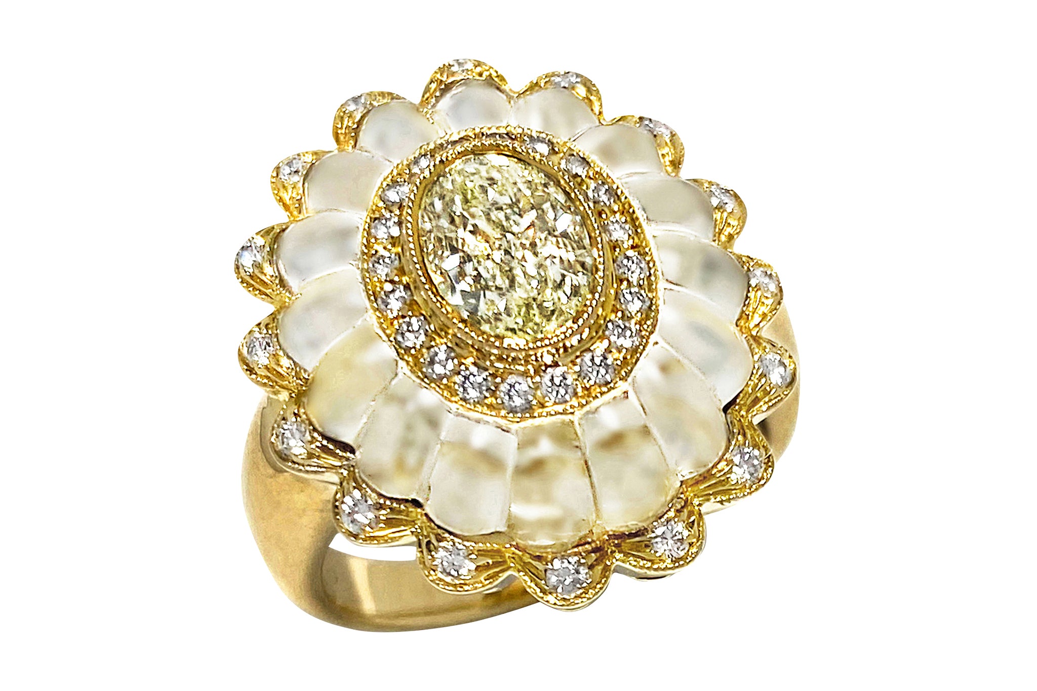 Yellow Diamond K18イエロー/カラーレスダイヤモンド クォーツ