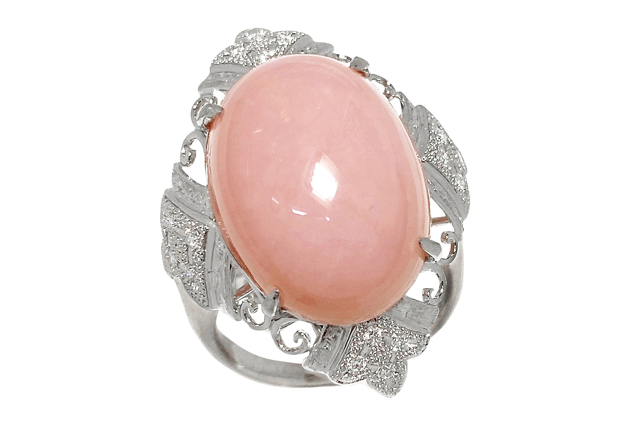 Pink Opal Pt900ピンクオパール ダイヤモンドリング (NO.128378)