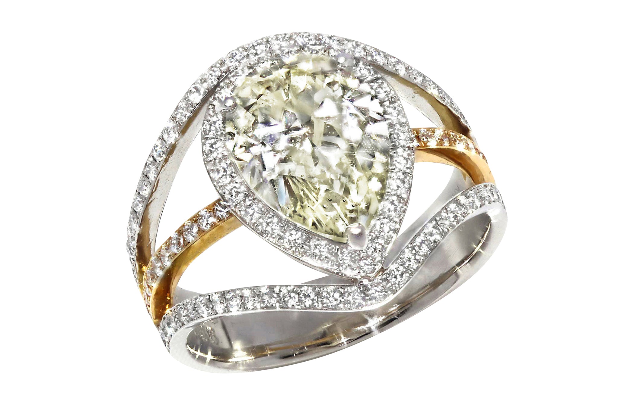 Yellow Diamond Pt900/K18イエロー/カラーレスダイヤモンド