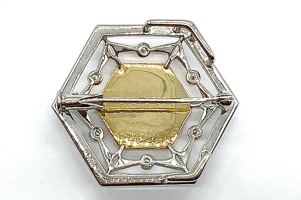 Yellow Diamond Pt900/K18イエロー/カラーレスダイヤモンドペントップ兼ブローチ (NO.128499-B）