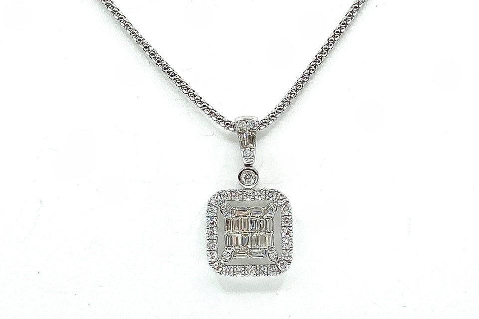 Diamond Pt900/K18WG(NC)ダイヤモンドペンダント (NO.128501)