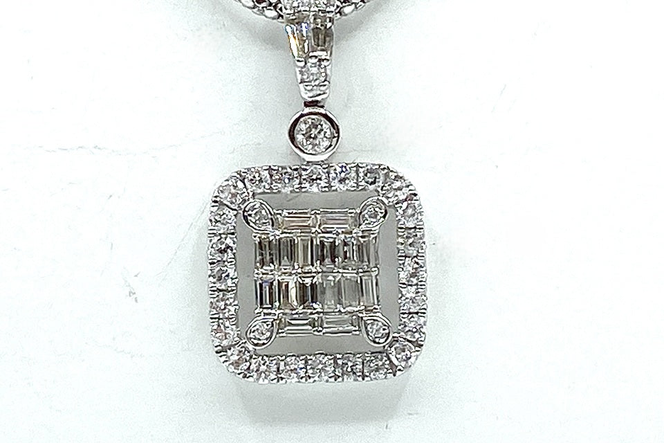 Diamond Pt900/K18WG(NC)ダイヤモンドペンダント (NO.128501)