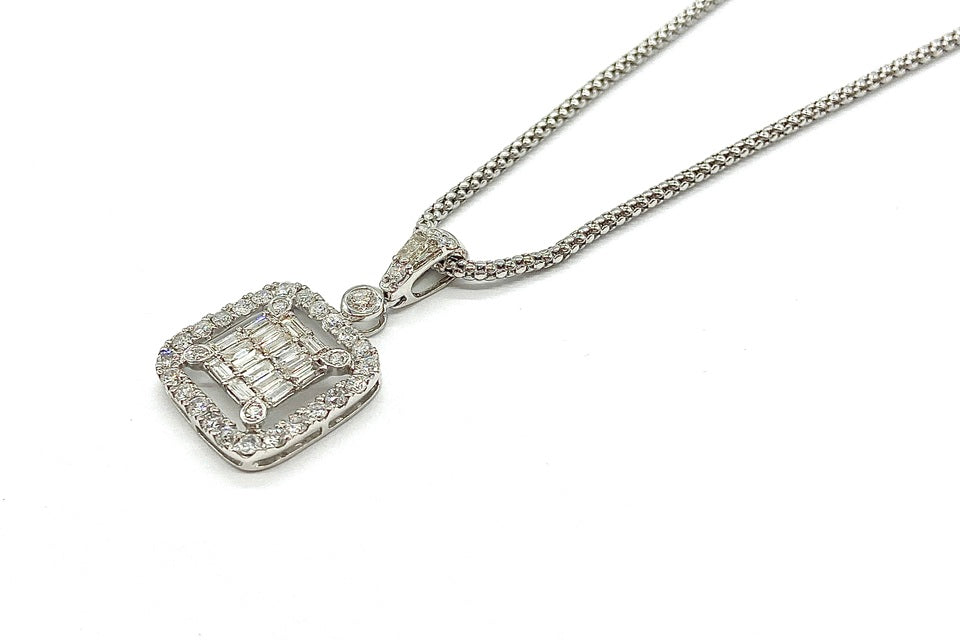 Diamond Pt900/K18WG(NC)ダイヤモンドペンダント (NO.128501)