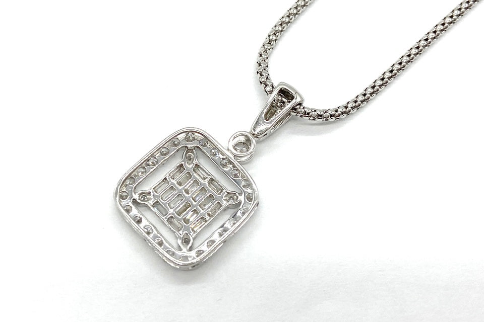 Diamond Pt900/K18WG(NC)ダイヤモンドペンダント (NO.128501)