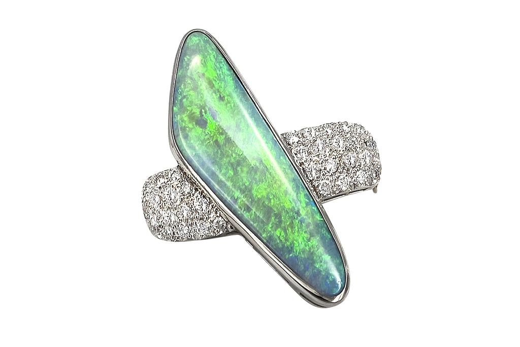 Boulder Opal Pt900ボルダーオパール ダイヤモンドペントップ兼ブローチ (NO.128571) – JEX宝石ギャラリー ...
