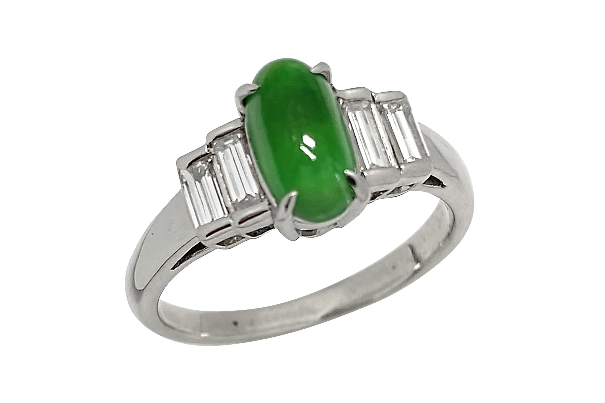 Jadeite Pt900翡翠 ダイヤモンドリング (NO.128672)