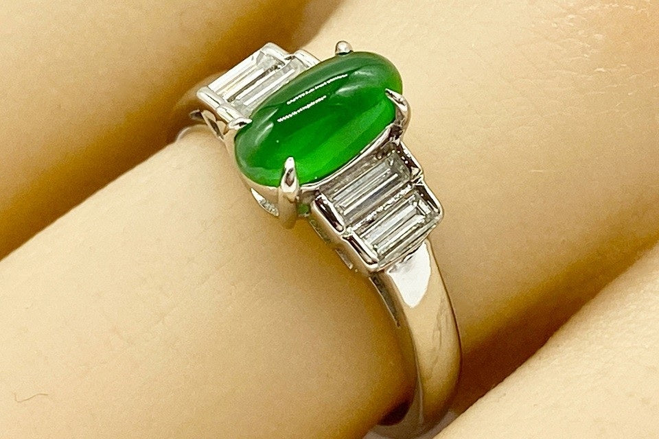 Jadeite Pt900翡翠 ダイヤモンドリング (NO.128672)