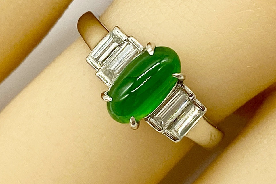 Jadeite Pt900翡翠 ダイヤモンドリング (NO.128672)