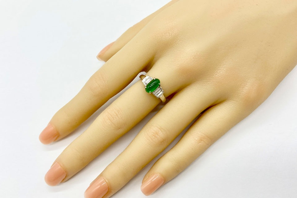 Jadeite Pt900翡翠 ダイヤモンドリング (NO.128672)