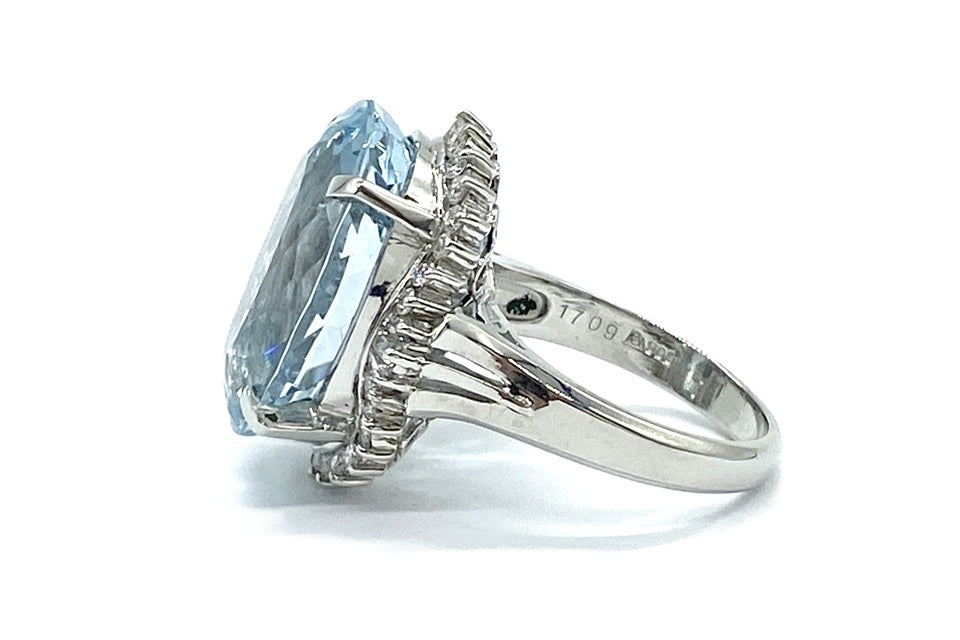 天然ダイヤモンドリング(Pt900)ブルートパーズ　アクアマリン Aquamarine Pt900アクアマリン ダイヤモンドリング (NO.128698