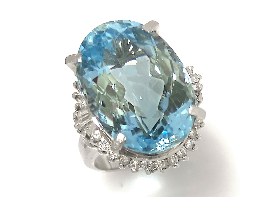Aquamarine Pt900アクアマリン ダイヤモンドリング (NO.128698)
