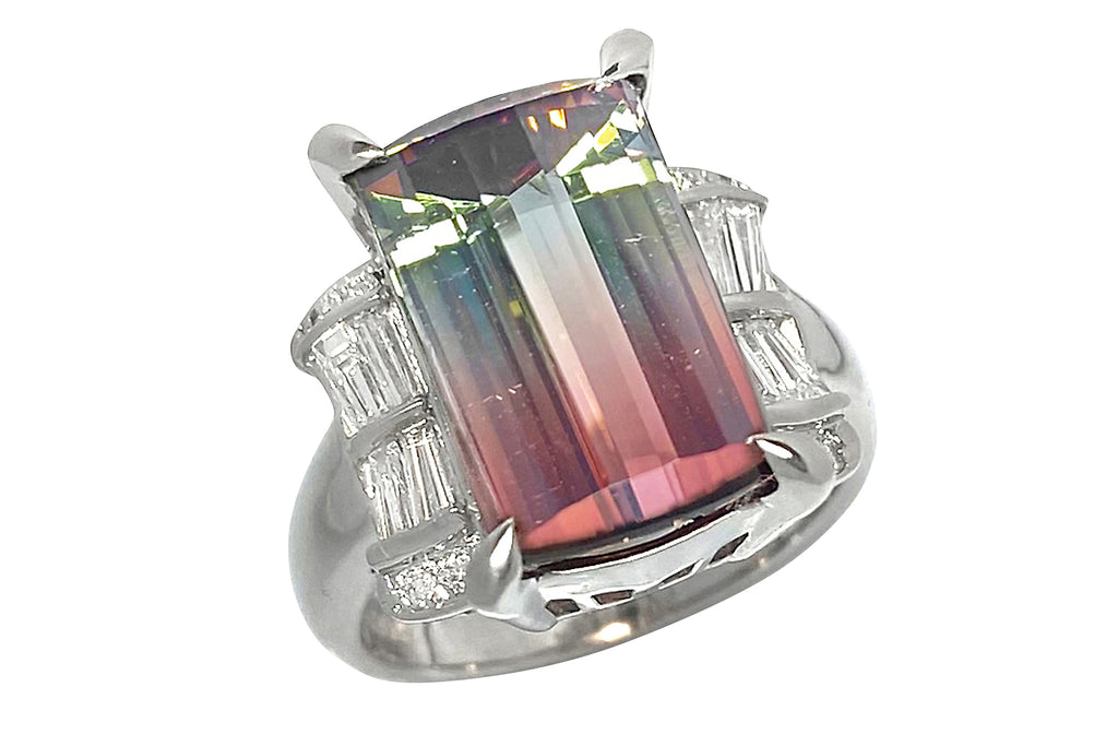 Bicolor Tourmaline Pt900バイカラートルマリン ダイヤモンドリング (NO.128708)
