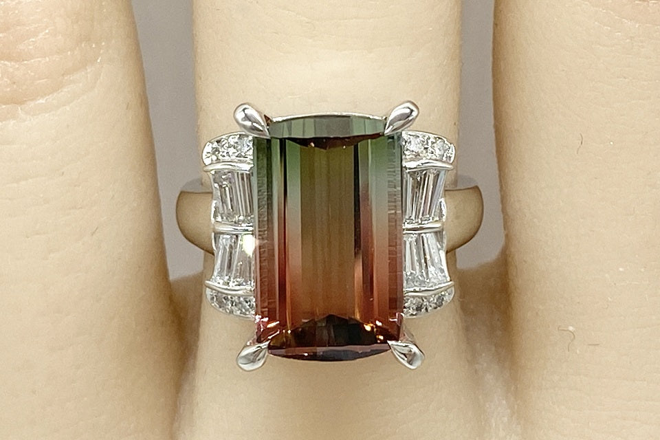 Bicolor Tourmaline Pt900バイカラートルマリン ダイヤモンドリング (NO.128708)