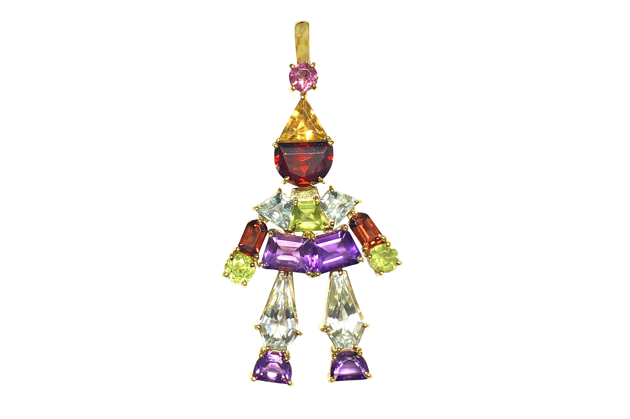 Garnet K18ガーネット アメシスト ペリドット アクアマリン シトリンブローチ (NO.128724)