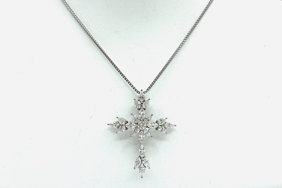 Pink Diamond Pt900/K18/WGピンク/カラーレスダイヤモンドペンダント (NO.128742)