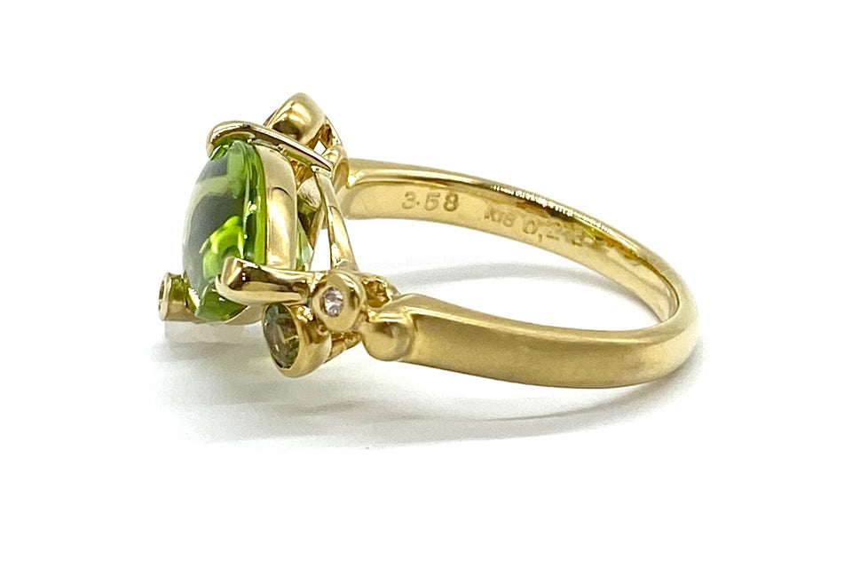 Peridot K18ペリドット シトリン オレンジサファイヤ ダイヤモンドリング (NO.128751)