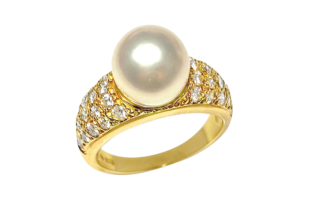MIKIMOTO 【ミキモト】K18アコヤパール ダイヤモンドリング (NO.128767)