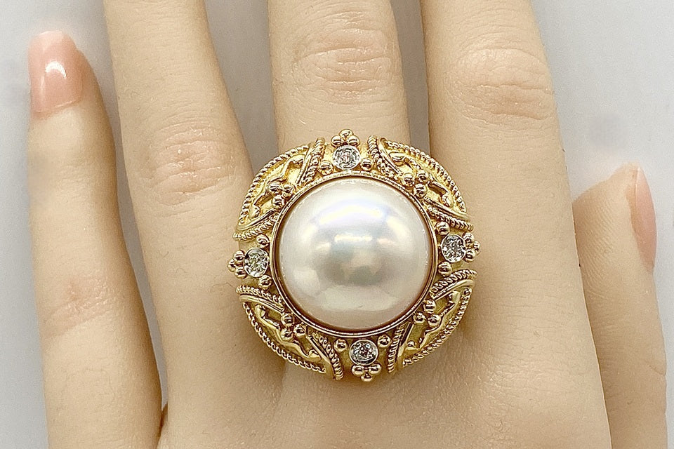 Ma Be Pearl K18マベパール ダイヤモンドリング (NO.128799)