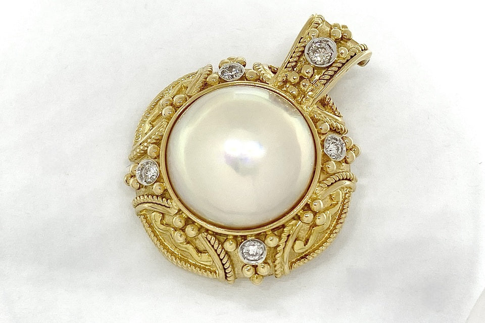 Ma Be Pearl K18マベパール ダイヤモンドペントップ (NO.128806-B)