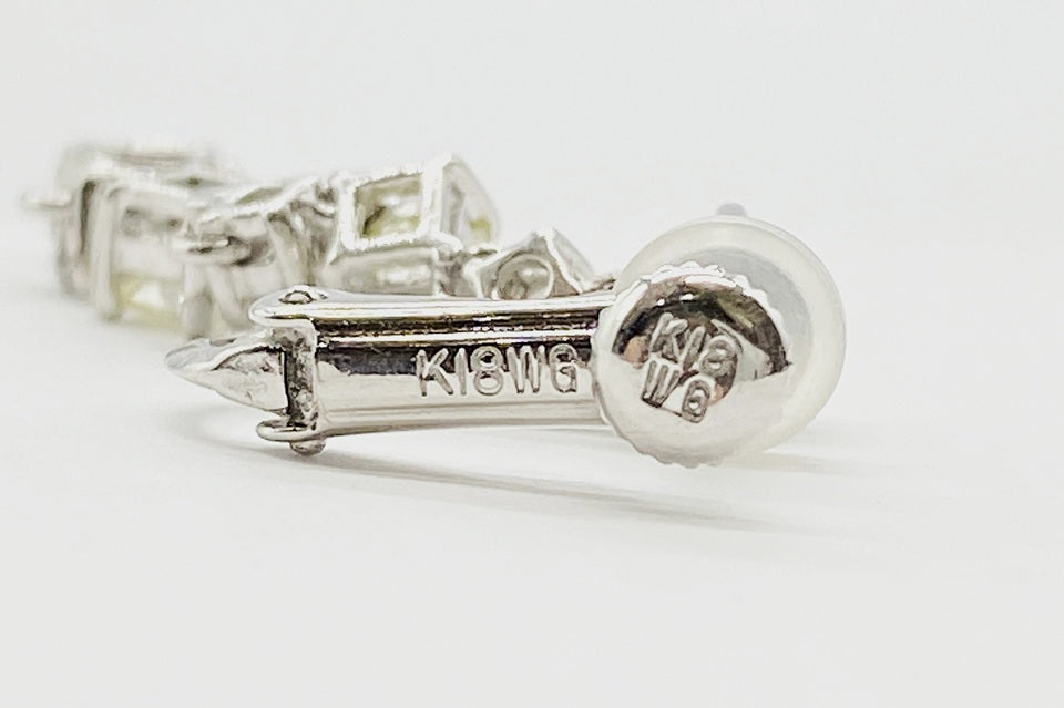 Yellow Diamond K18WGイエロー/カラーレスダイヤモンドイヤリング (NO.128807)