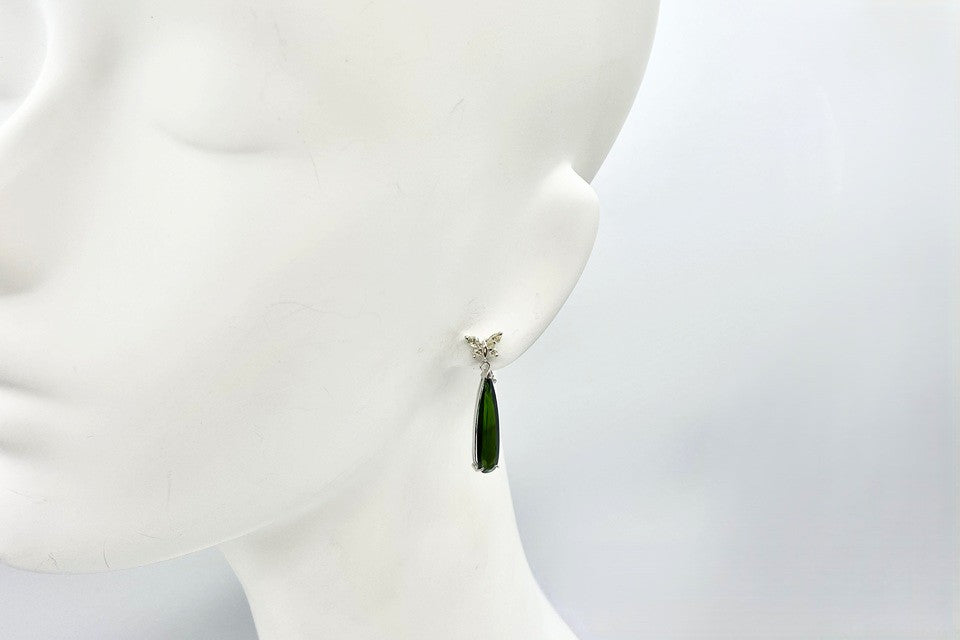 Green Tourmaline Pt900グリーントルマリン イエローダイヤモンドイヤリング (NO.128816)