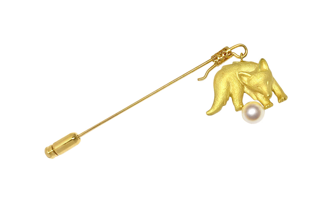Akoya Pearl K18/非貴金属(キャッチ)アコヤパールピンブローチ (NO.128850)