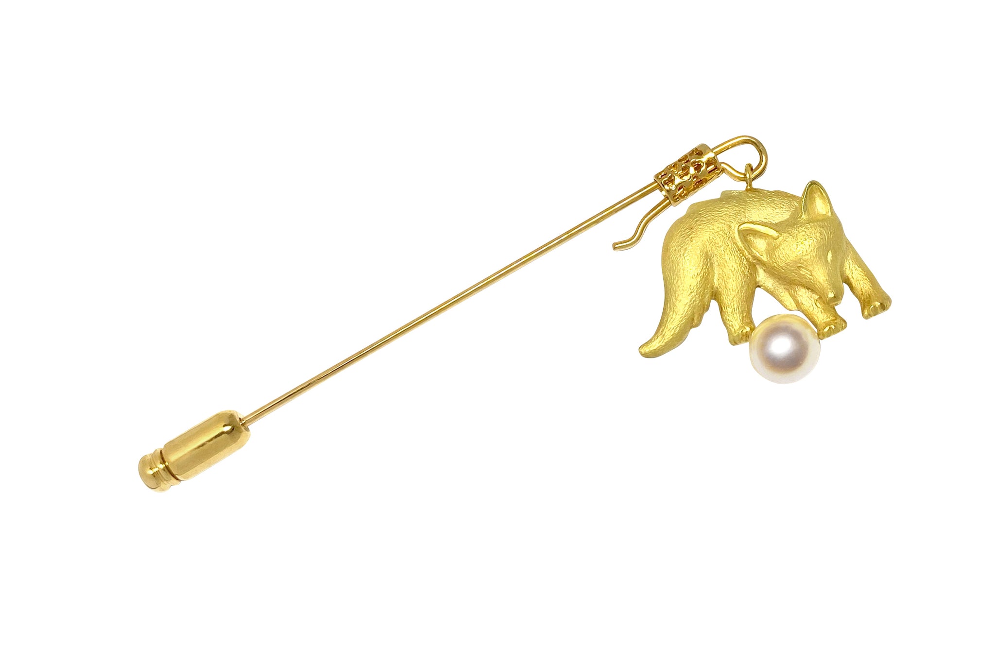 Akoya Pearl K18/非貴金属(キャッチ)アコヤパールピンブローチ (NO.128850)