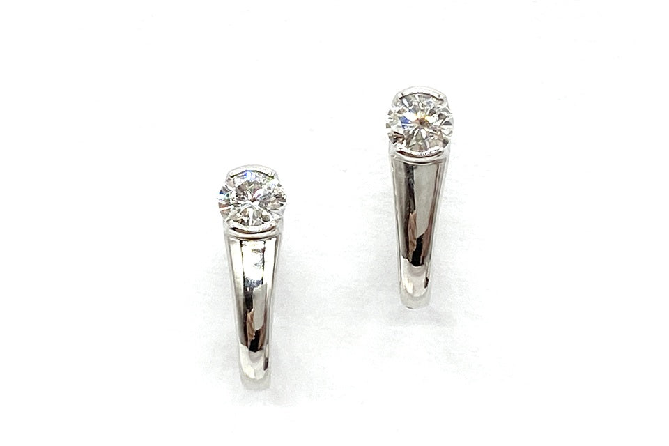 Diamond Pt950/K18WG(針)ダイヤモンドピアス (NO.128858)
