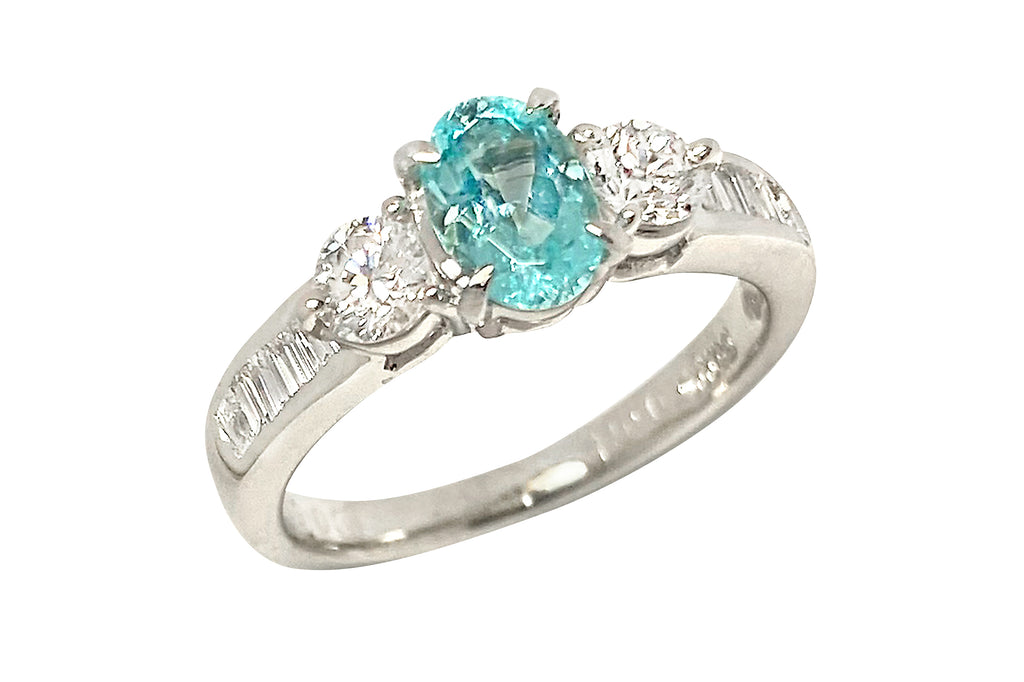 Paraiba Tourmaline Pt900パライバトルマリン ダイヤモンドリング (NO.128872)