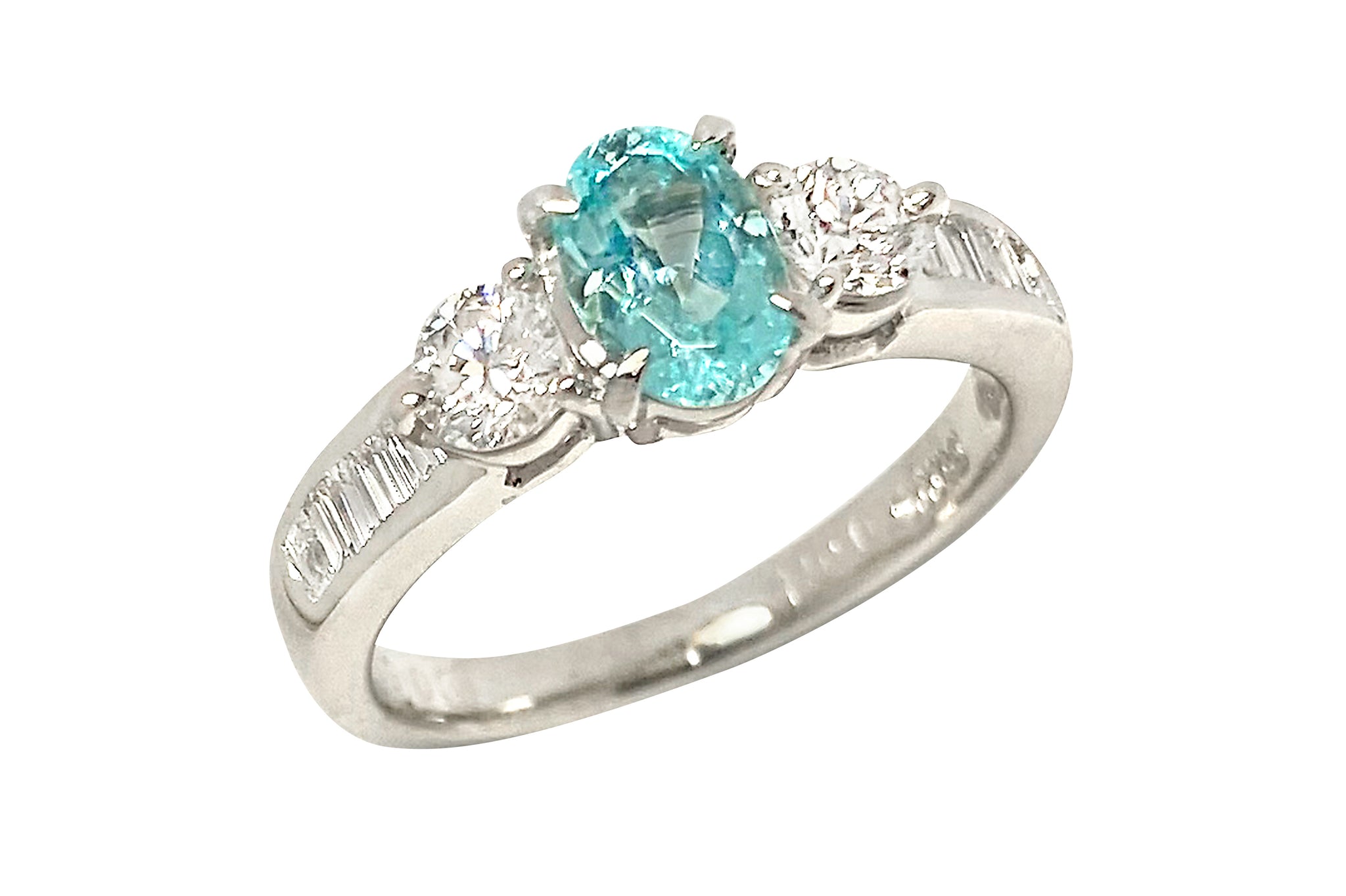 Paraiba Tourmaline Pt900パライバトルマリン ダイヤモンドリング (NO.128872)