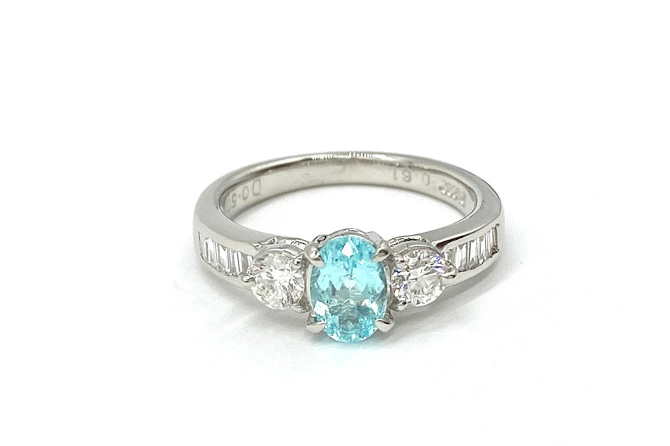 Paraiba Tourmaline Pt900パライバトルマリン ダイヤモンドリング (NO.128872)