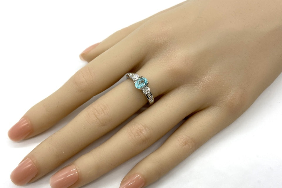 Paraiba Tourmaline Pt900パライバトルマリン ダイヤモンドリング (NO.128872)