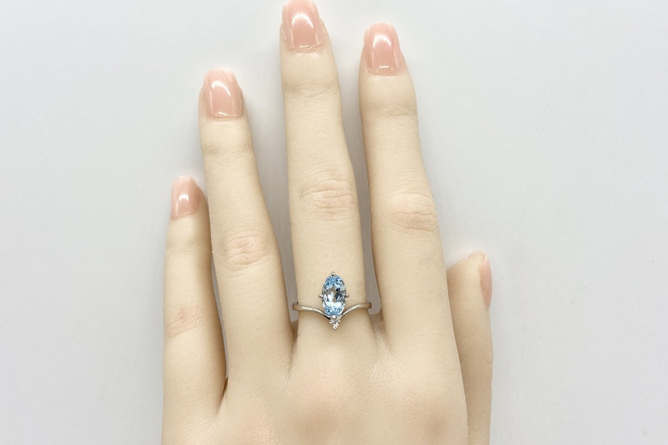 Aquamarine K18WGアクアマリン ダイヤモンドリング(NO.128873)