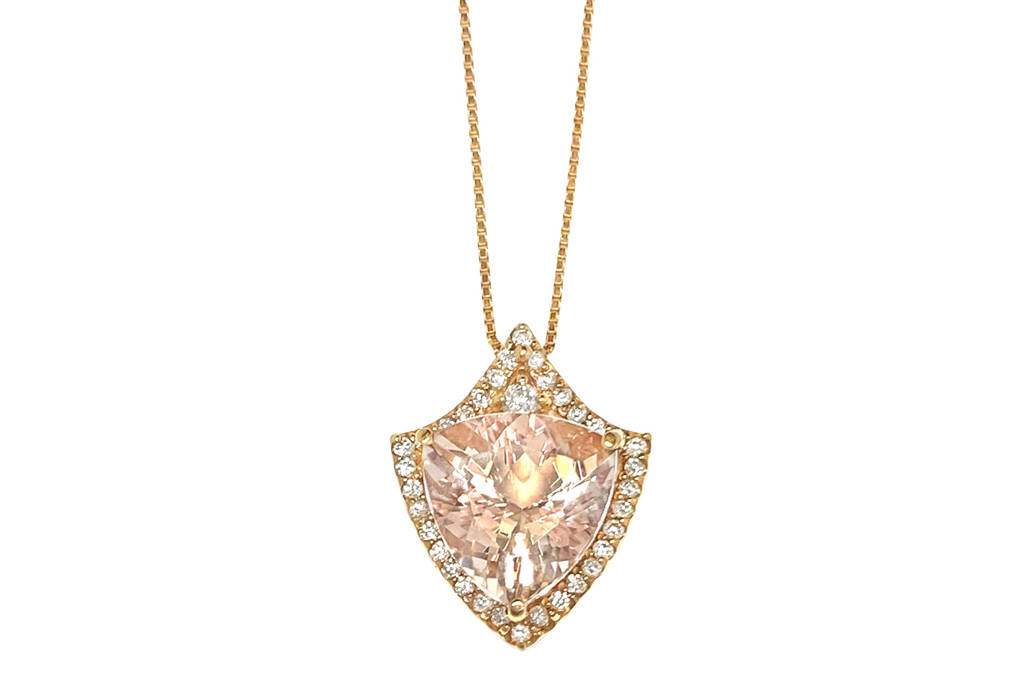 Morganite K18PGモルガナイト ダイヤモンドペンダント (NO.128876)