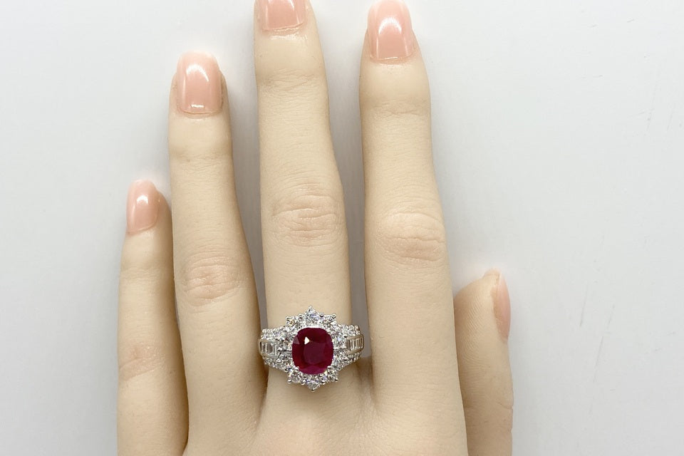 Ruby Pt900ルビー ダイヤモンドリング (NO.128881)