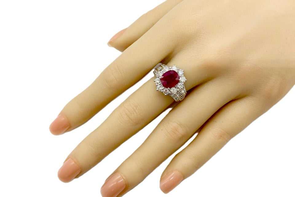 Ruby Pt900ルビー ダイヤモンドリング (NO.128881)