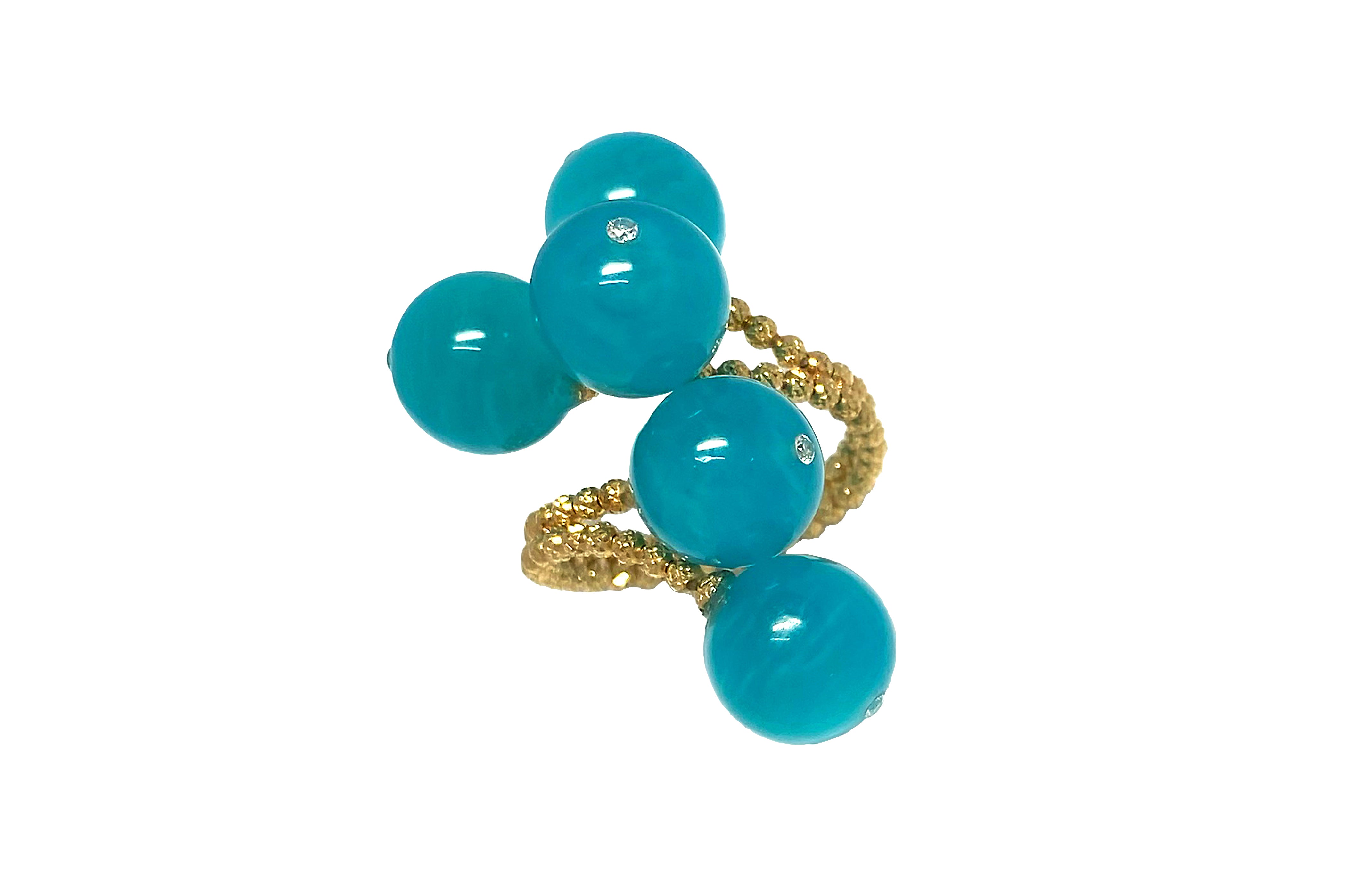 Amazonite K18アマゾナイト ダイヤモンドリング (NO.128884