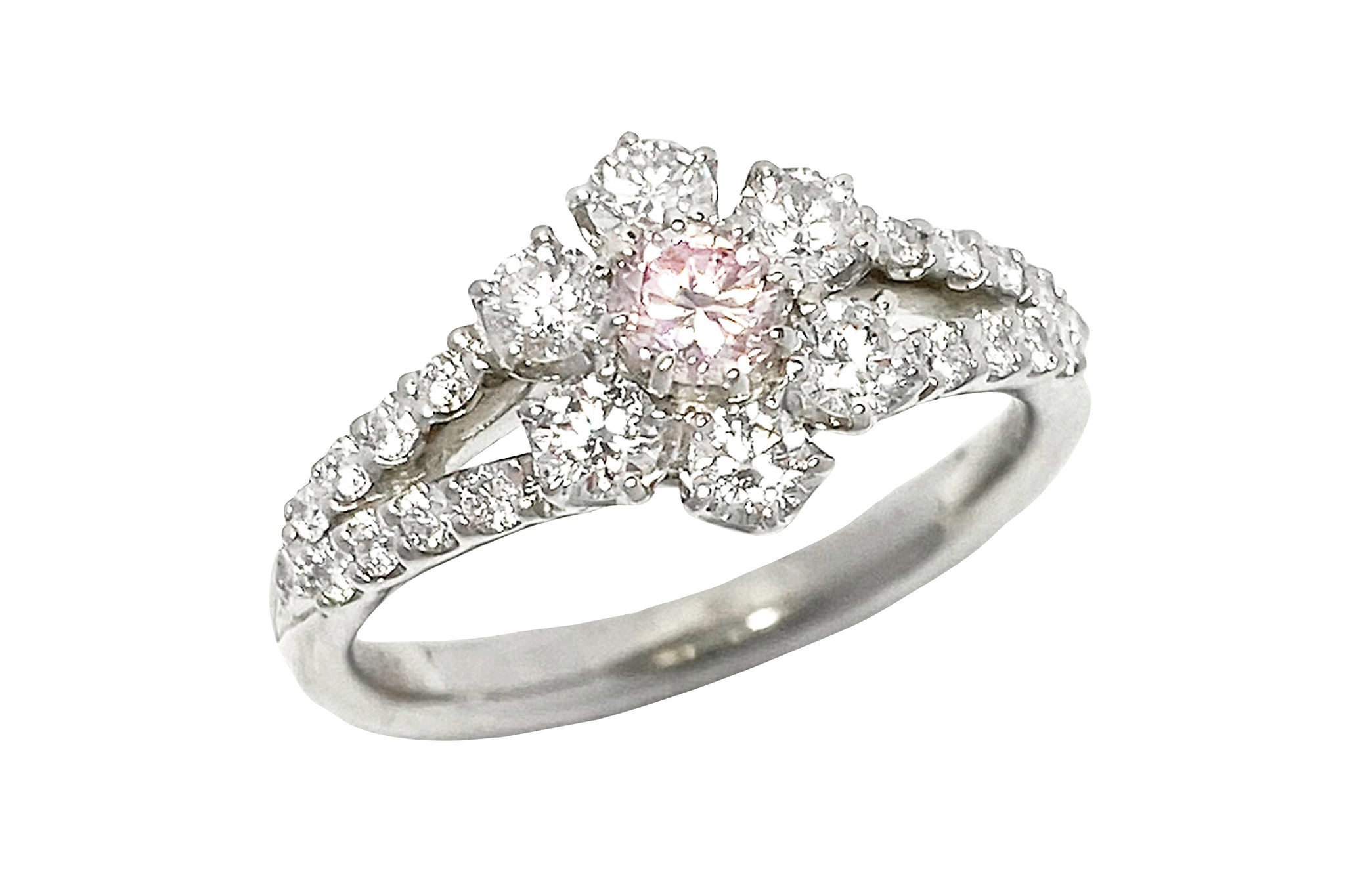 Pink Diamond Pt900ピンク/カラーレスダイヤモンドリング (NO.128895)