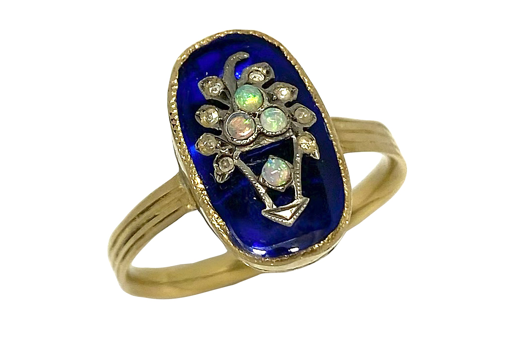 Opal K18オパール 合成サファイヤ  ダイヤモンドリング (NO.128929)