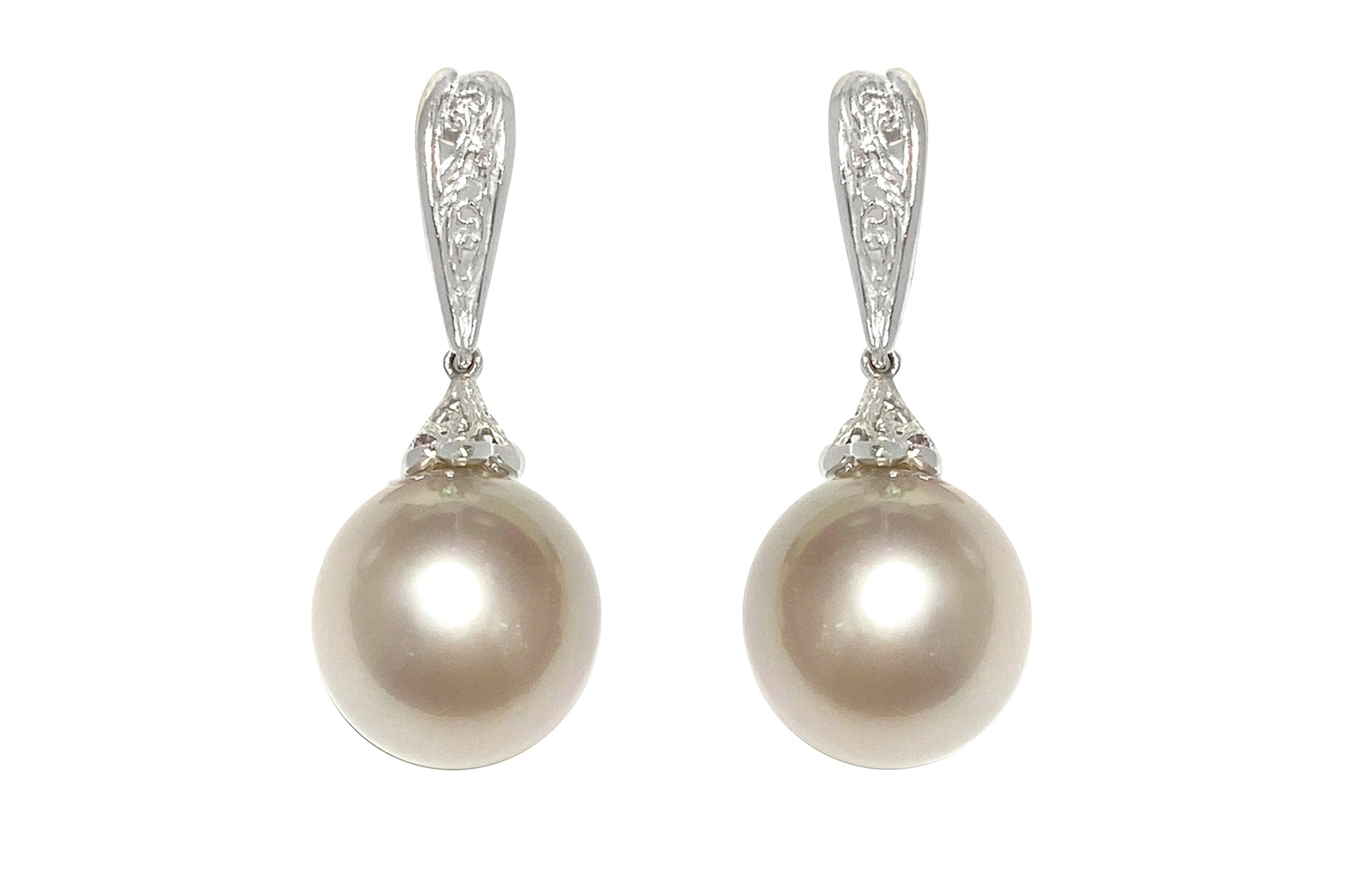 South Sea Pearl K14WG白蝶パールイヤリング (NO.128947)