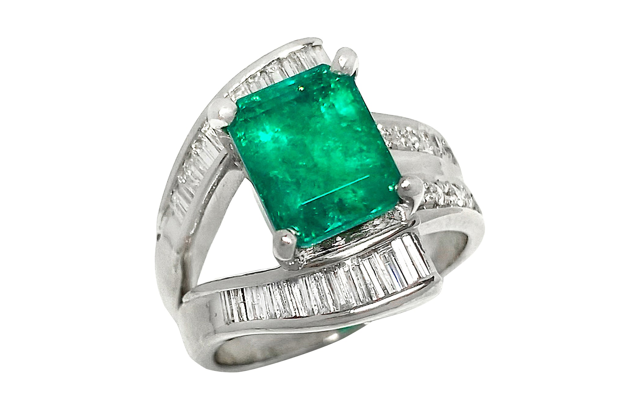 Emerald Pt900エメラルド ダイヤモンドリング (NO.128951)