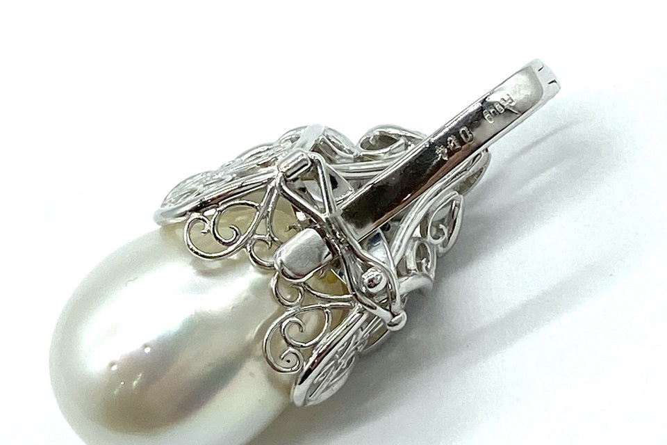 South Sea Pearl Pt900白蝶パール ダイヤモンドペントップ (NO.128952