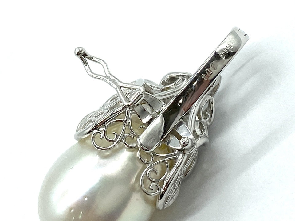 South Sea Pearl Pt900白蝶パール ダイヤモンドペントップ (NO.128952