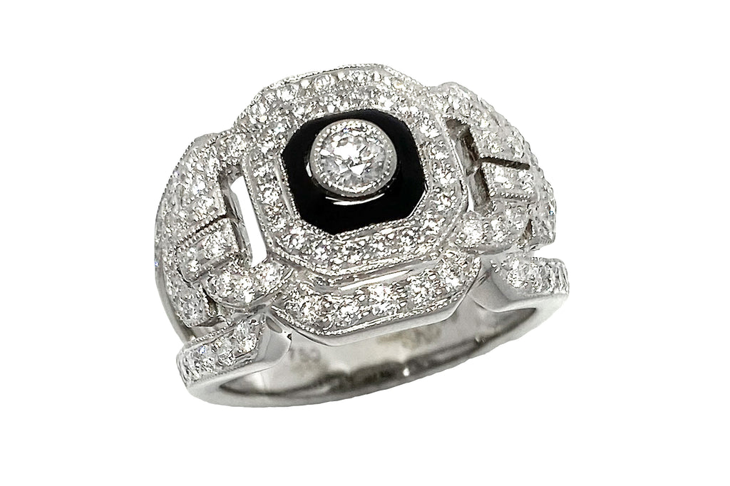 Diamond K18WGダイヤ オニキスリング (NO.128984) – JEX宝石ギャラリー